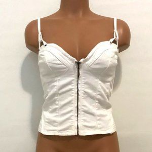 Guess White Corset Tank Top Size M